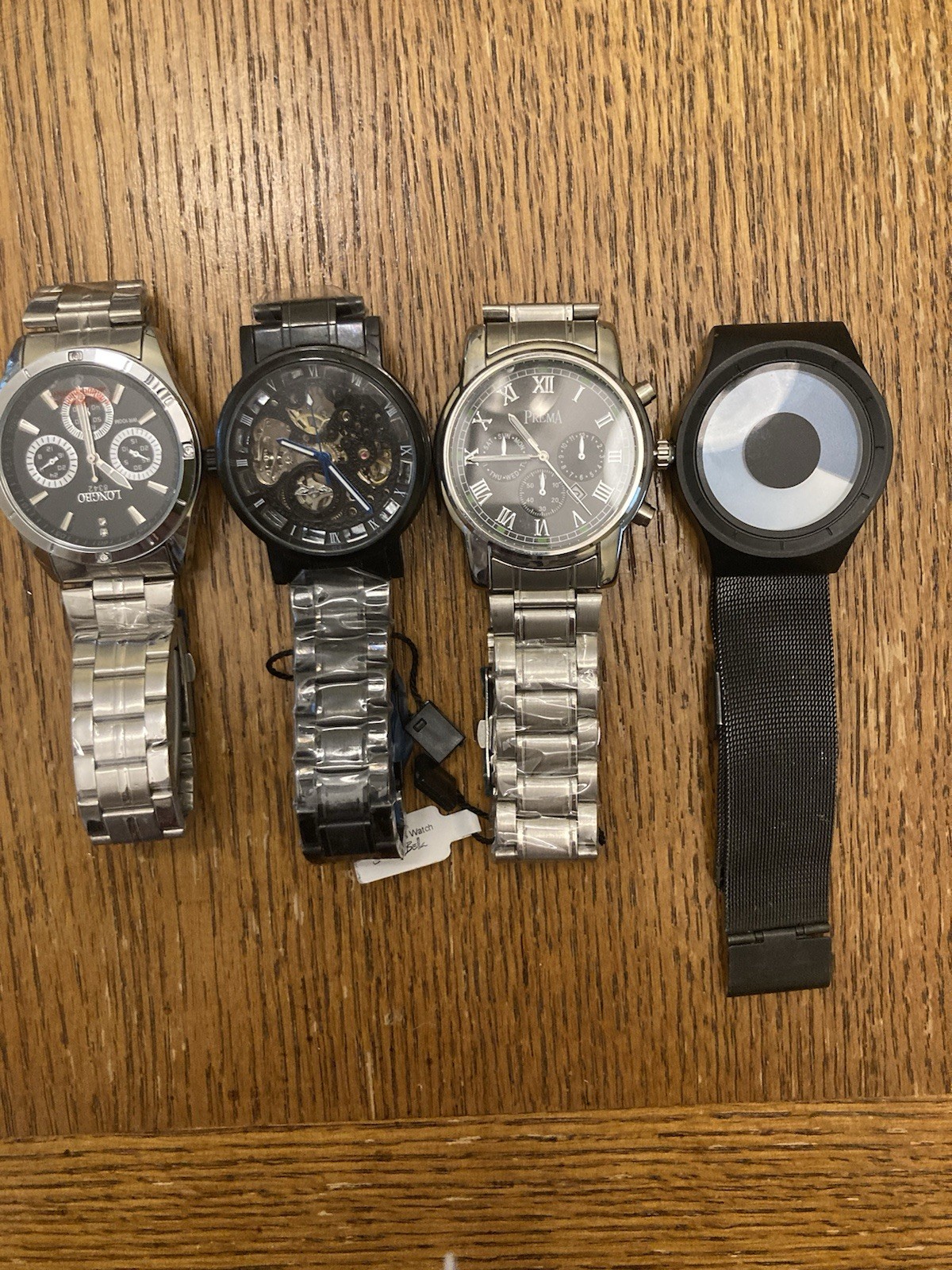 Lot of 4 Men’s Watches Skeleton Mechanical Wind Up Longbo Prema Parts Repair