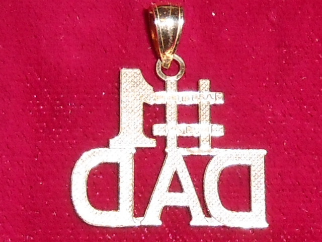 14kt Yellow Gold #1 Dad Charm Pendant Free Gift Box Included