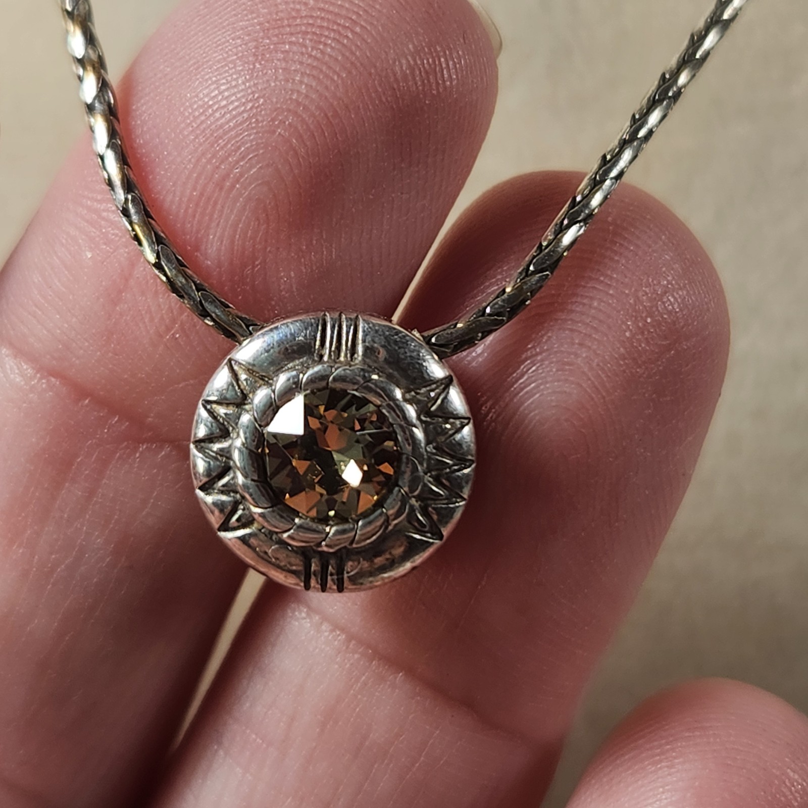 Brighton Fortino Silver Topaz & Clear Crystal Reversible Pendant Necklace.