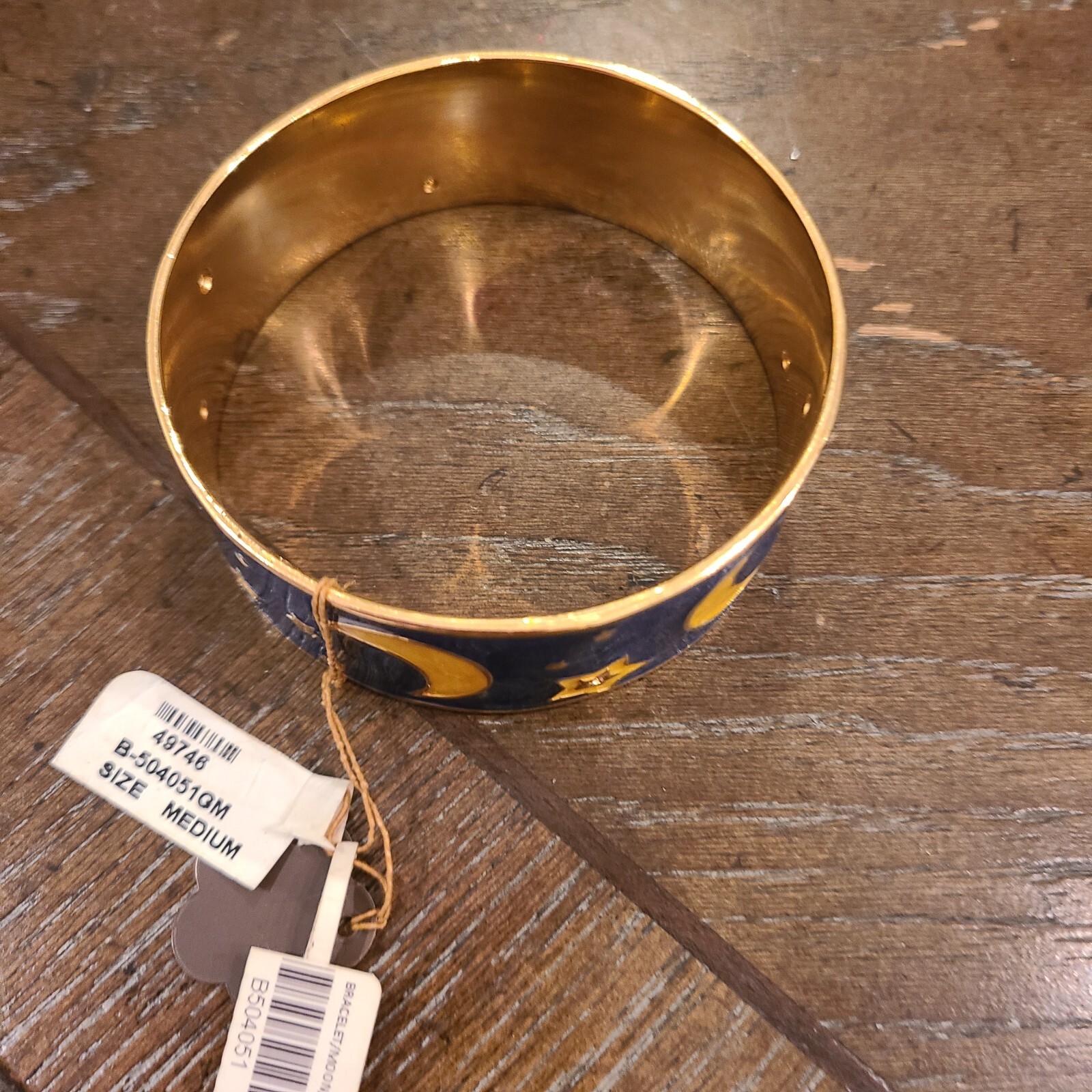 LAUREN G ADAMS BANGLE BRACELET SLIP ON MEDIUM,M MOON STAR CZ GOLD TONE NWT