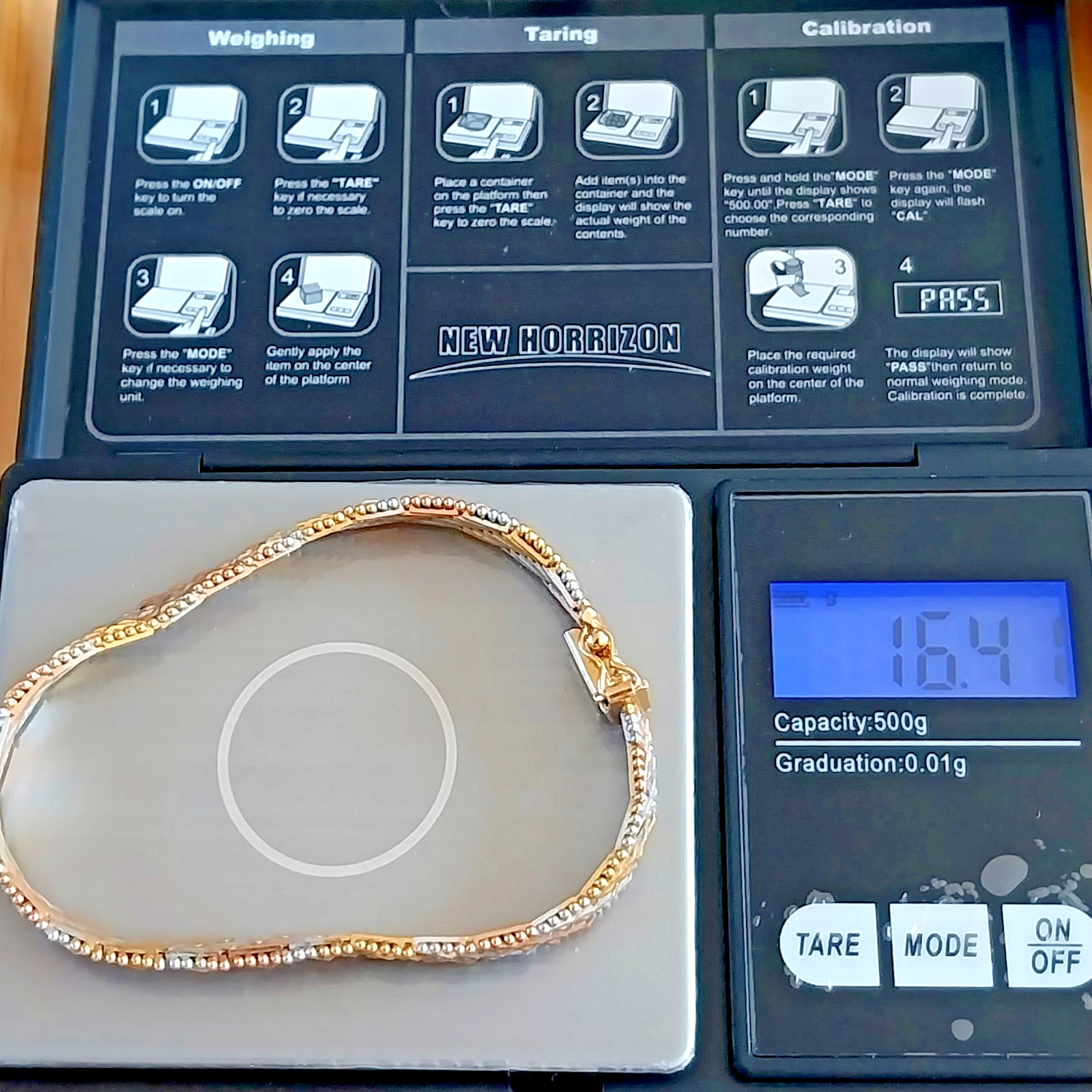 D’Orica Italy 925 Chevron Bracelet Silver Tri-Colour Gold Vermeil 7.5in 16.4G
