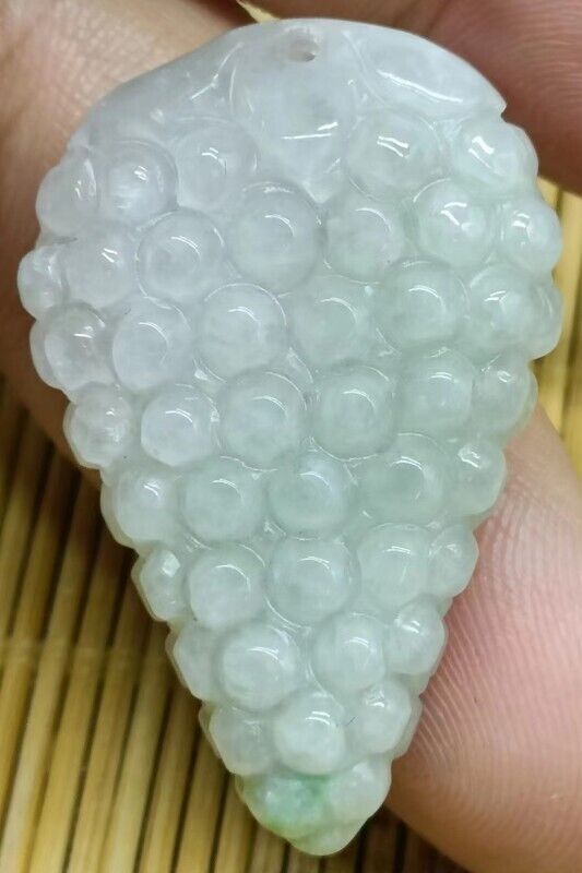 Certified Natural Light Green A Jade Jadeite Grape Pendant 百子千福