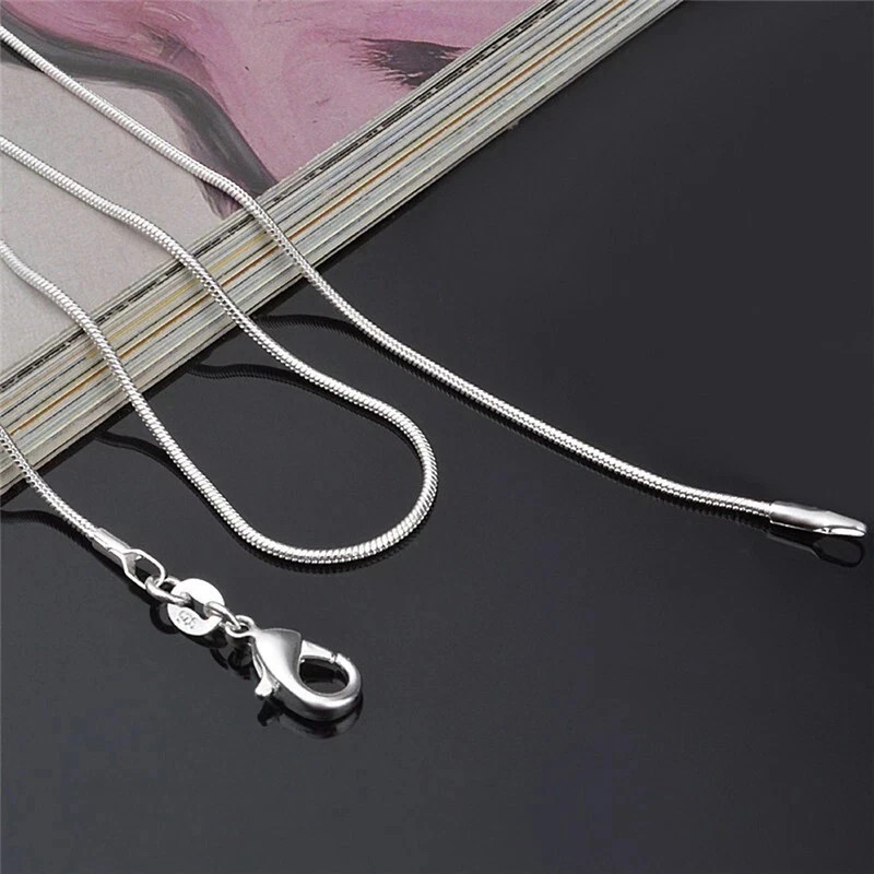 Men&Women’s 925 Sterling Silver Tarnish-Free Italian Snake Chain Necklace 16-38″