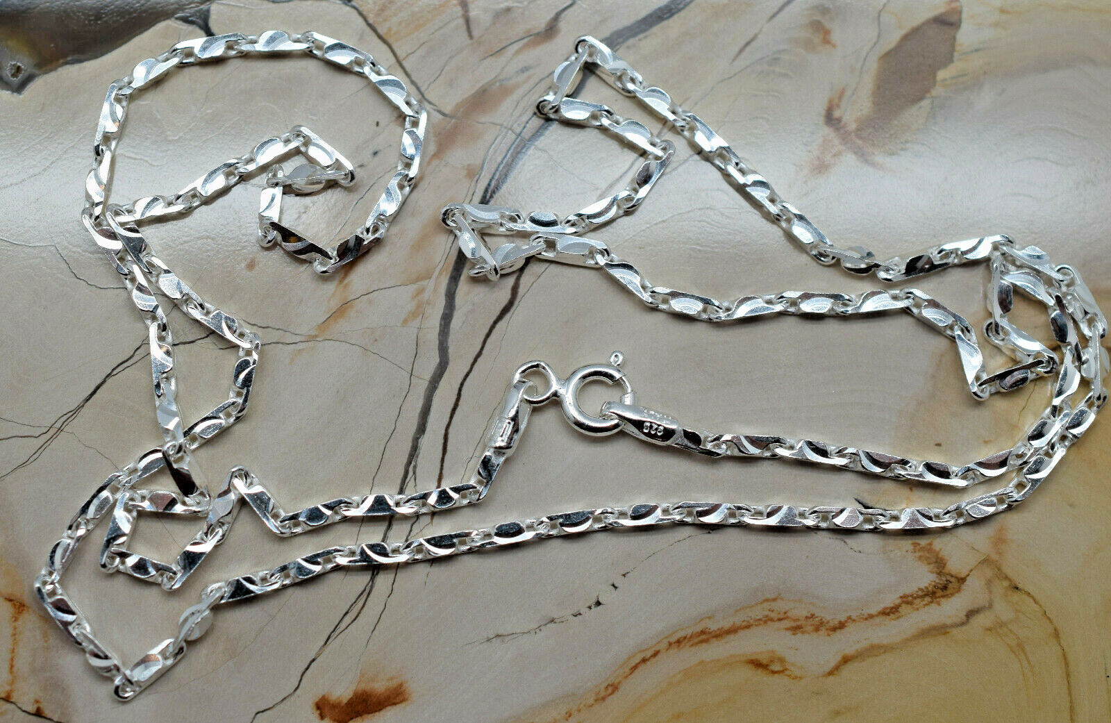 1.8mm Diamond Cut Square Baht 925 Sterling Silver Made in Italy 22″