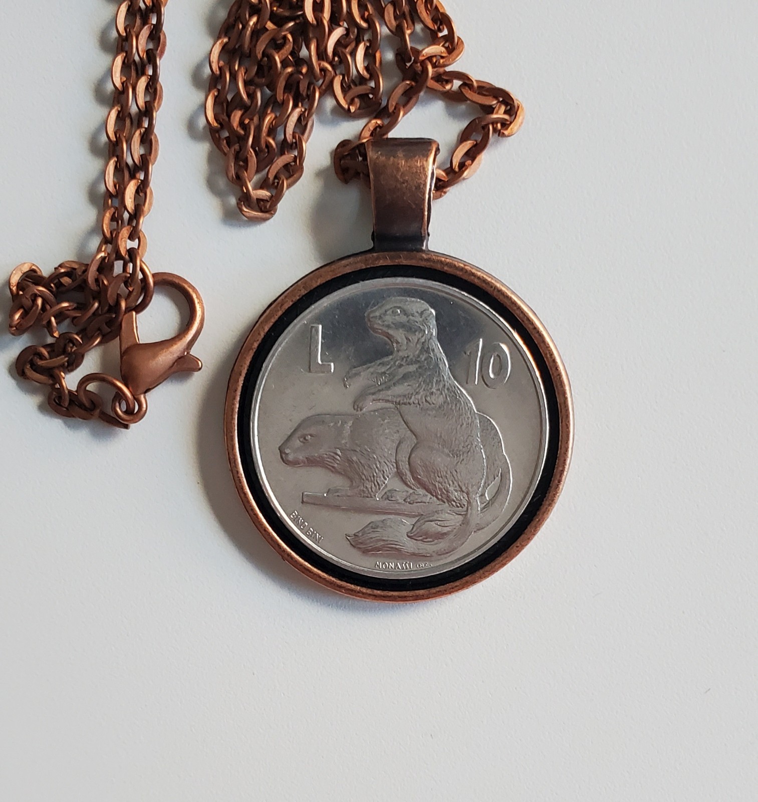 1975 San Marino 10 Lire Marmots Coin Pendant, “Love in Animals” series