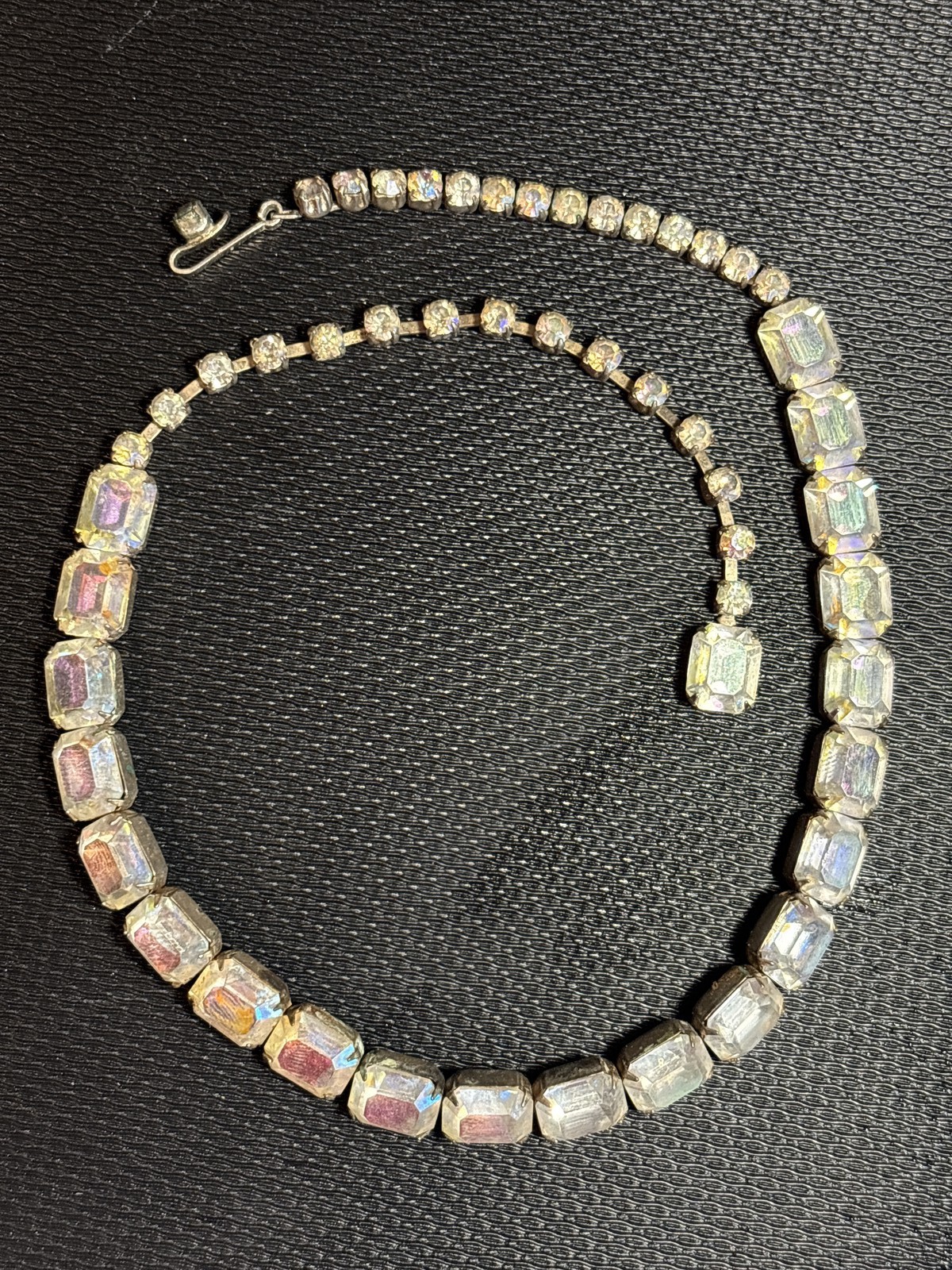 Aurora Borealis Rhinestone Rivière Necklace Mid-20th Century
