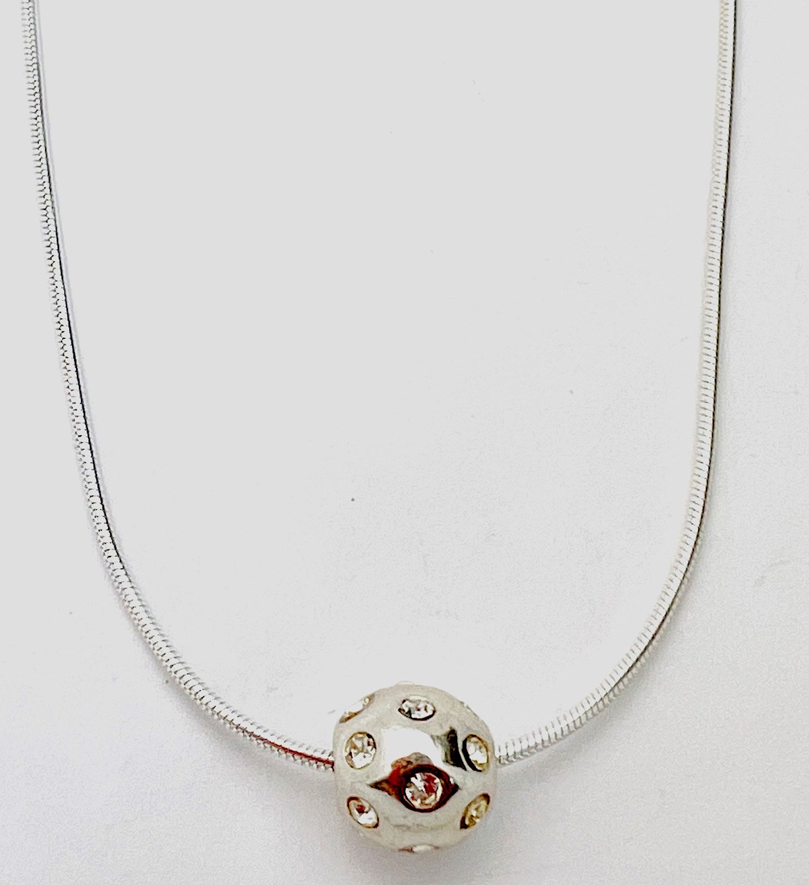 Sterling Silver 925 6.3 Gram 16 CZ Ball Snake Necklace 16”+2” Ext