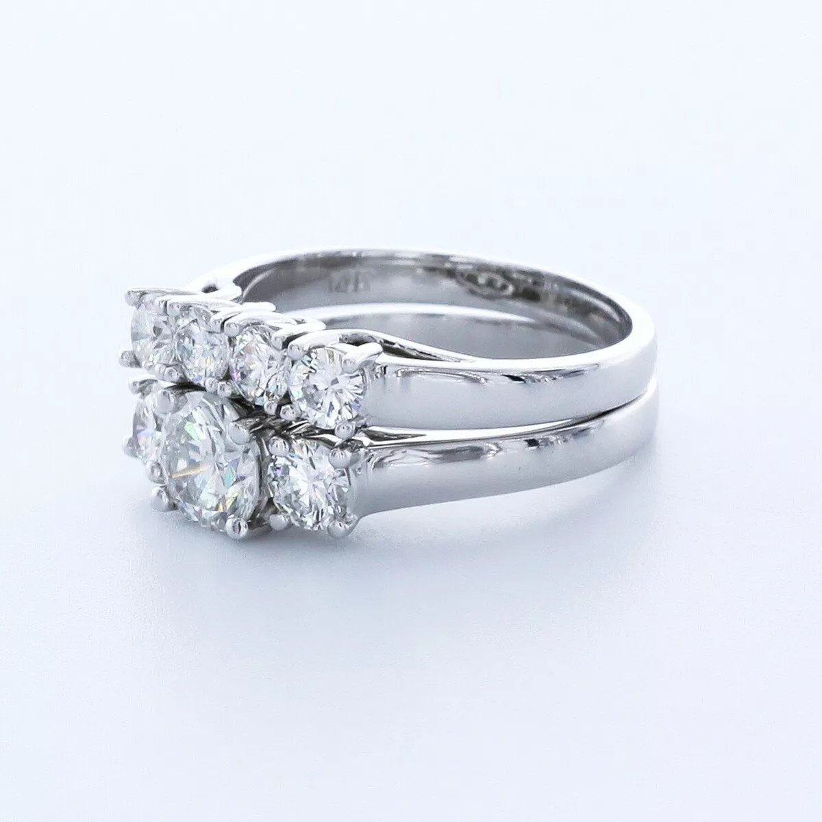 14K Gold Engagement Ring Set Trellis 1.80 Carat Round Lab-Grown Diamond E VS1