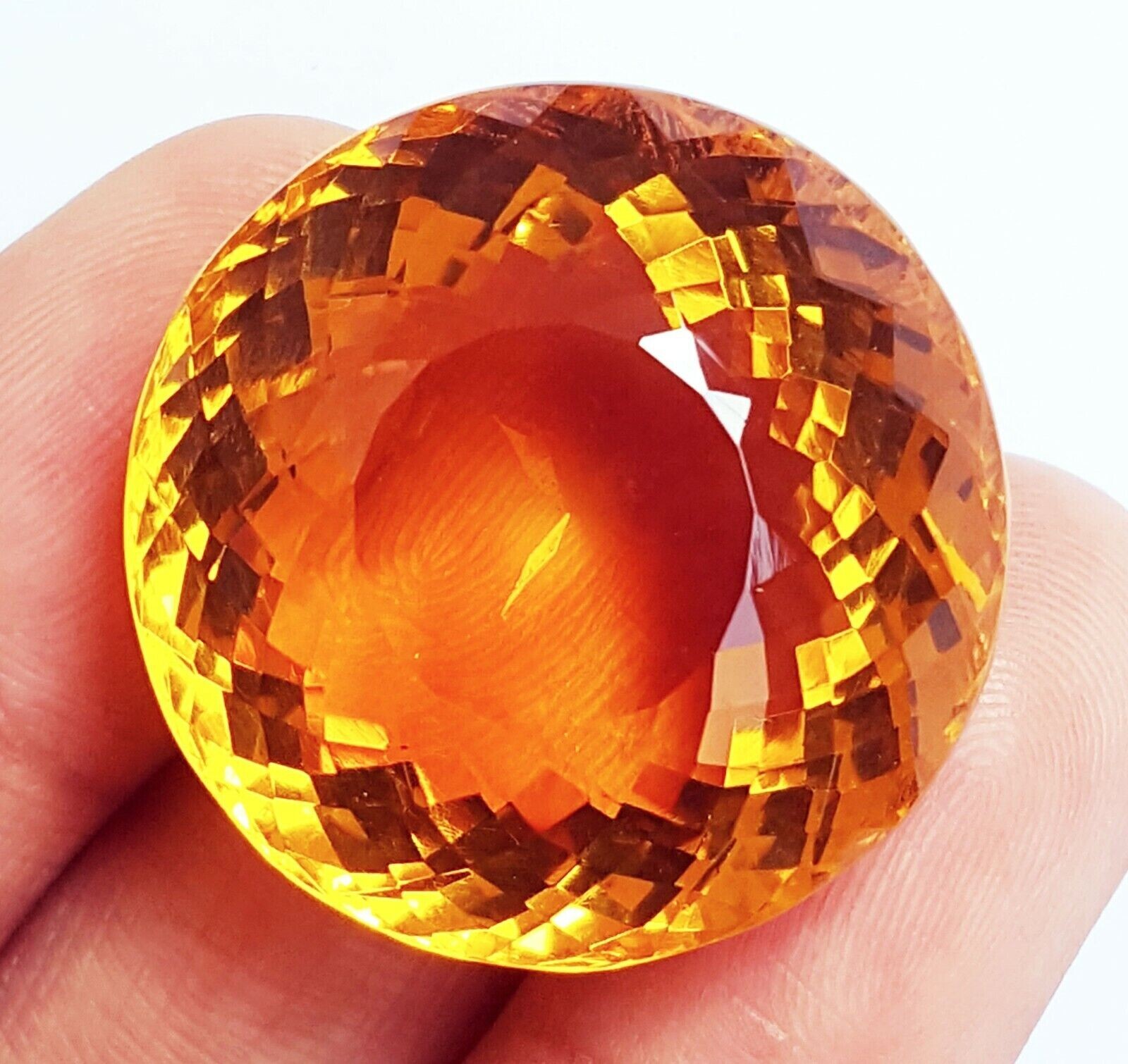 GIE Certified Natural 105 Ct Round Shape Yellow Citrine Brazilian Loose Gemstone