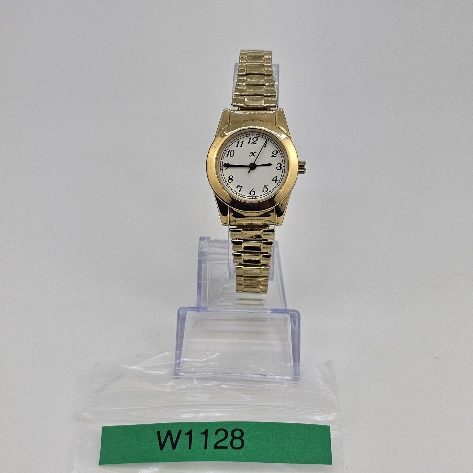 28MM Women’s Watch White Dial Gold Case Expandable Band 6″ New Battery