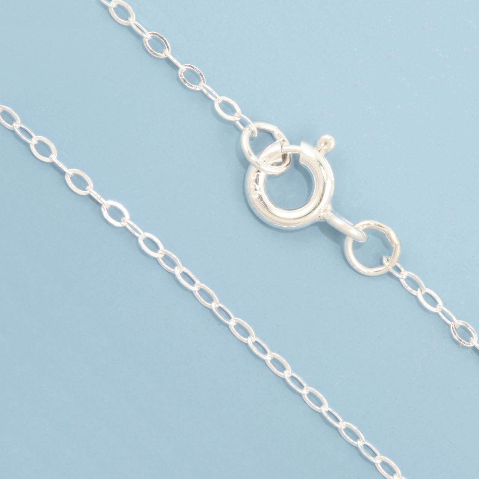18″ 1 x 2 mm Fine Oval Rolo Cable Link 925 Solid Sterling Silver Chain Necklace