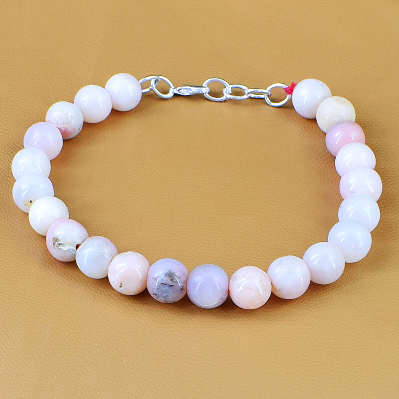 100.00 Cts Natural 7 Inches Long Australian Opal Round Beads Bracelet NK 13E136