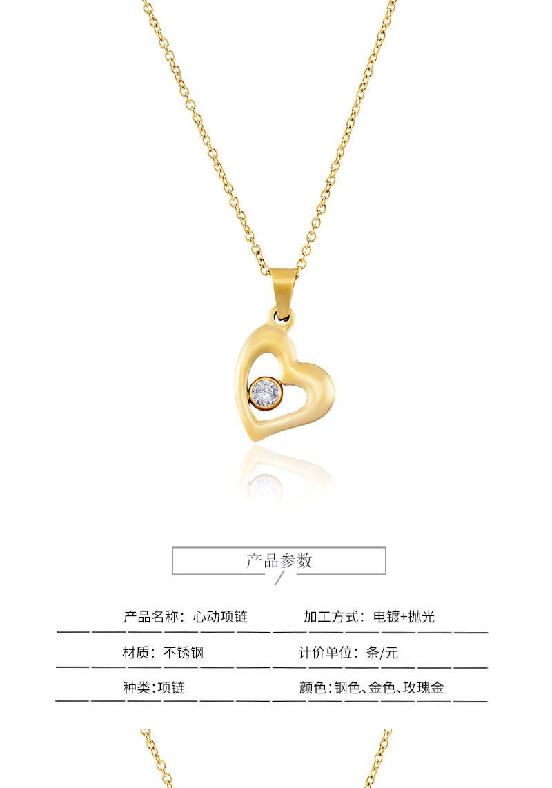 Hollow Heart Inlaid Zircon Necklace Elegant Daily Clavicle Chain For Women