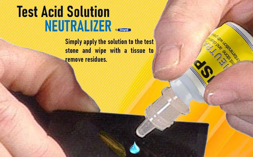 2Pc Gold Silver Test Acid Neutralizer 1/2 Oz. Bottle Solution Stone Cleaner