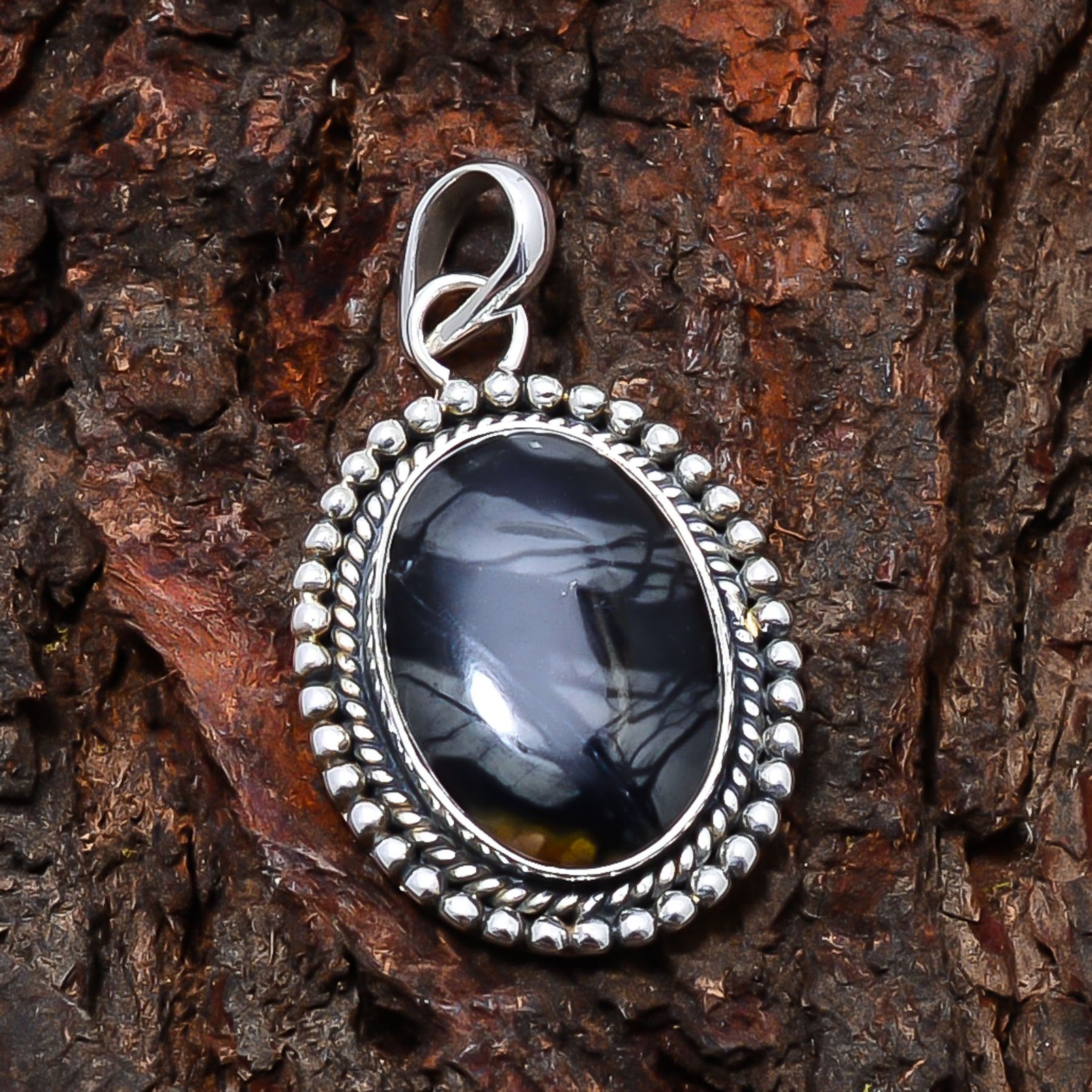 Picasso Jasper – Utah Designer Handmade 925 Sterling Silver Pendant 1.56″ P11