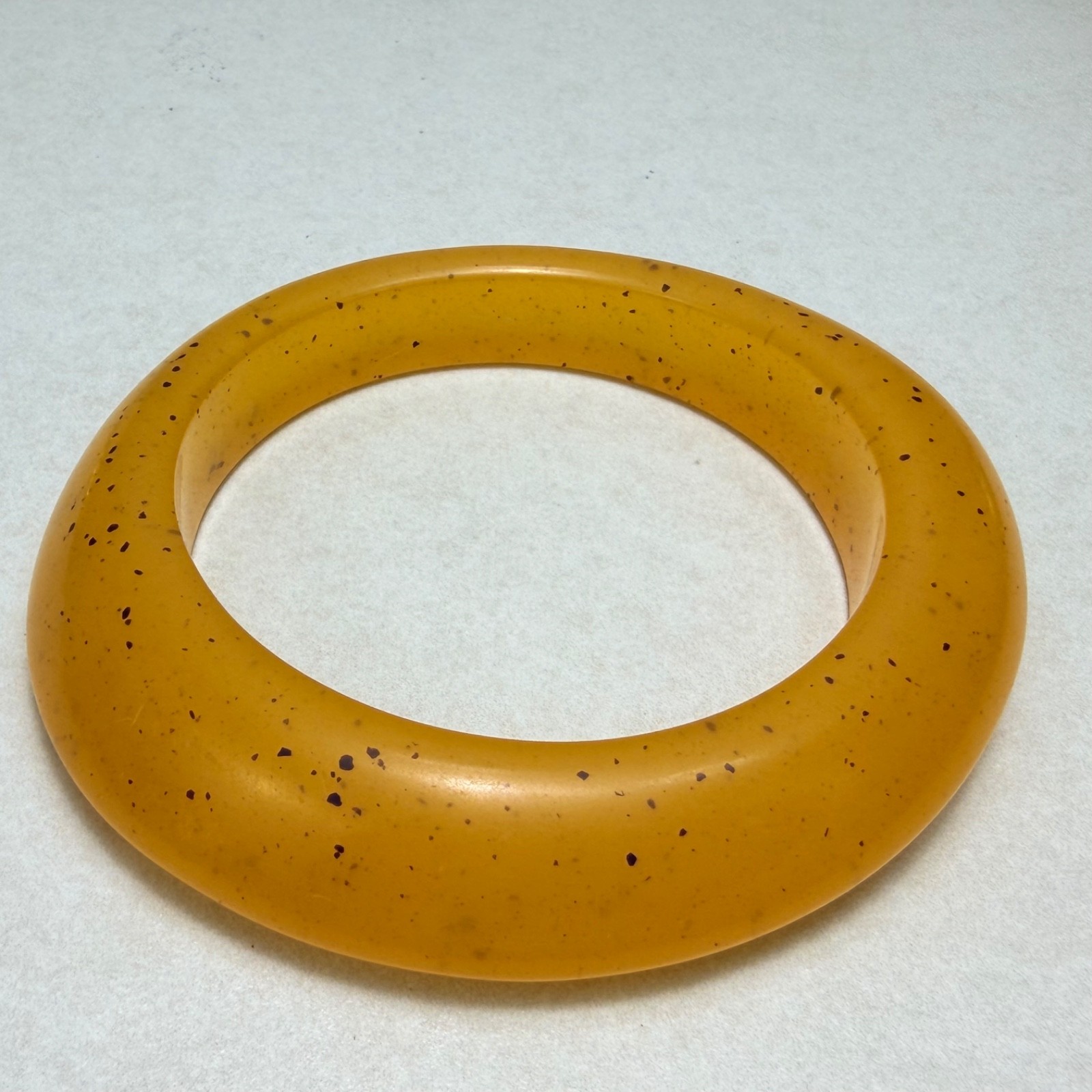 Vintage Asymmetrical Style Mustard Lucite Bangle Bracelet 8.25 In