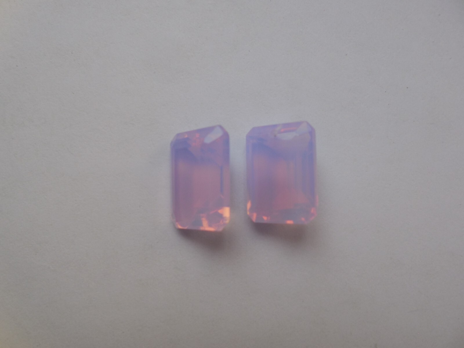 2 Pcs Lavender Chalcedony Faceted Top Front To Back Drilled Beads Rectangle Cut