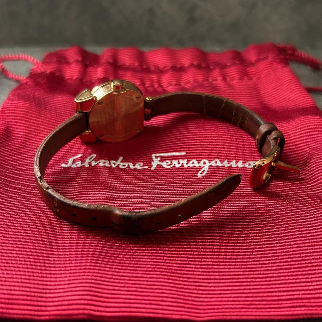 Salvatore Ferragamo Gancini Women’s Watch Pink Gold Shell Dial Used with Box