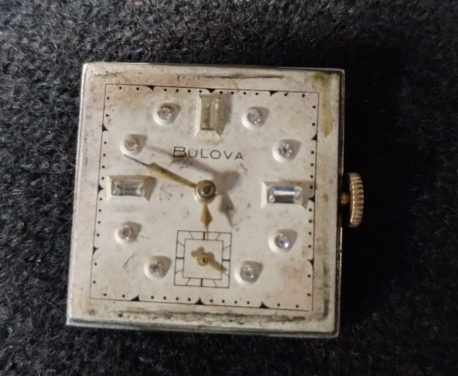 Vintage Bulova 1940s 17j Mens Watch Fancy Glass Crystal. 10k RGP. Serviced.