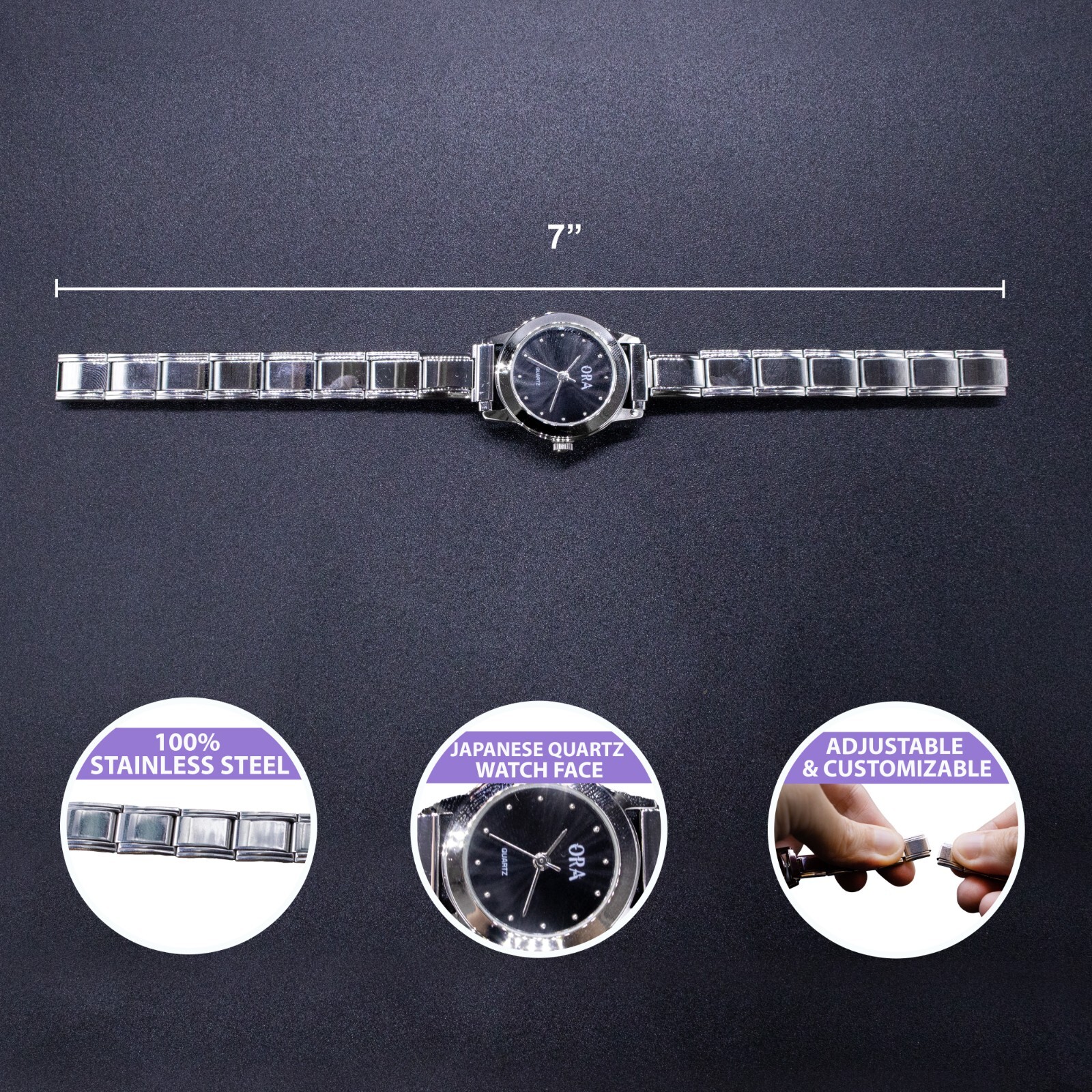 Fablinks Italian Charm Bracelet Watch, 316 Stainless Steel Dlinq Charms Watches