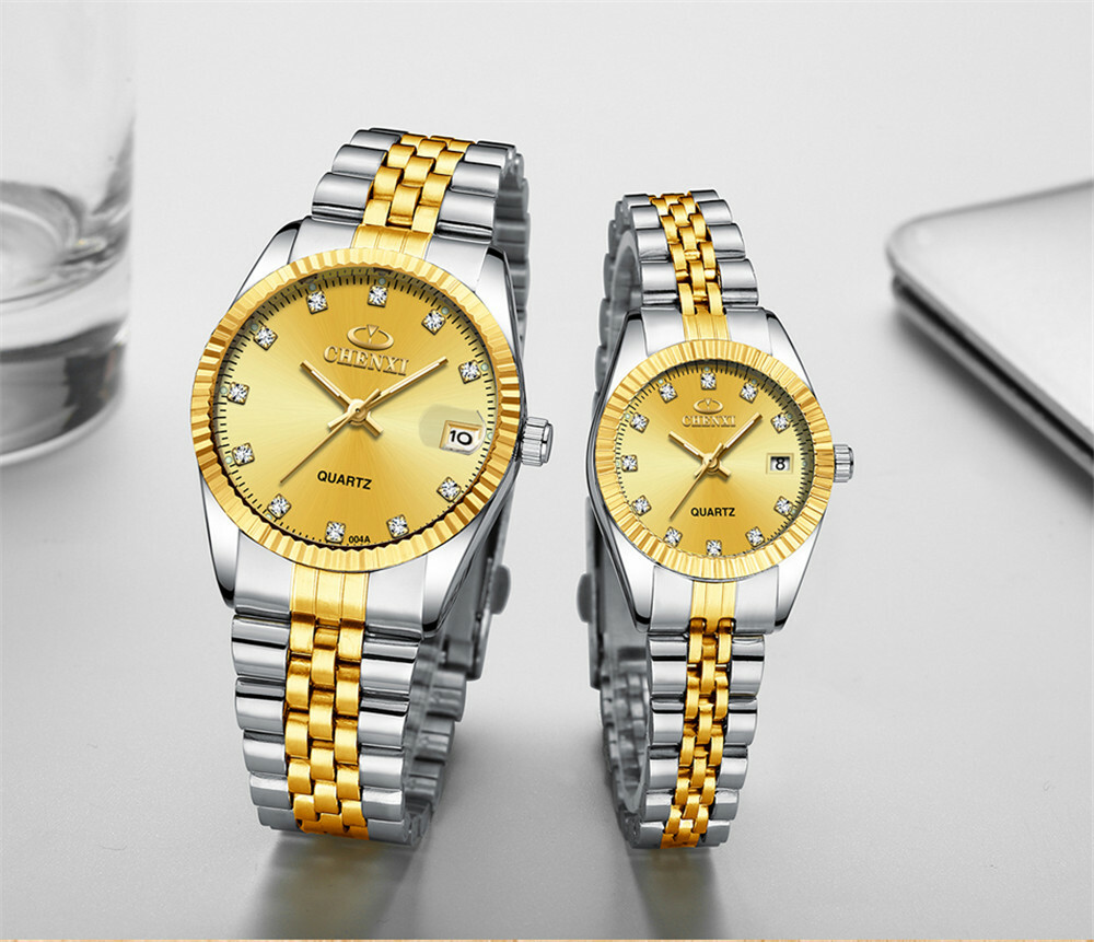 CHENXI Men Quartz Watch Casual Silver Gold Wristwatch Male Calender Watches Gift