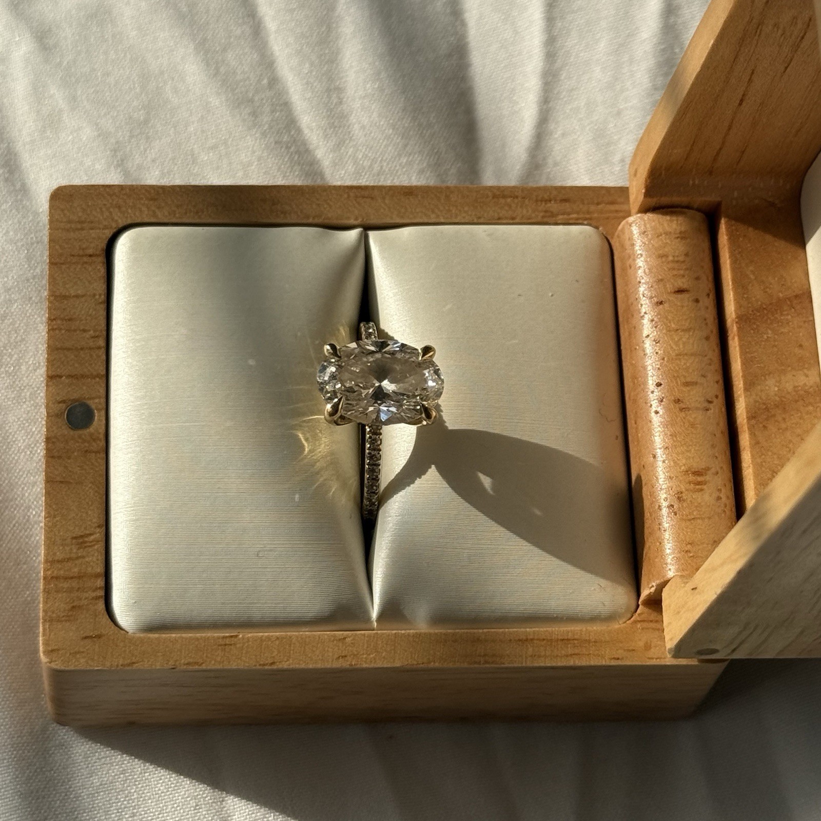 Brilliant Earth Oval Natural Diamond 18K Yellow Gold Prong Engagement Ring 6