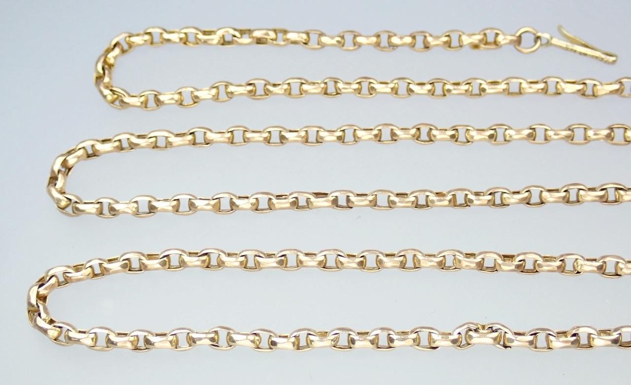 Lovely Antique Victorian 21” Solid 9K Rose Gold 2.5mm Belcher Chain Necklace