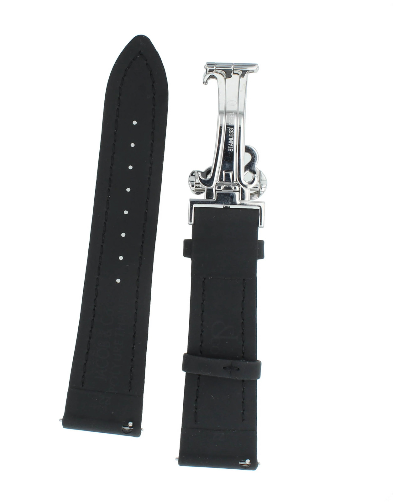 Unworn Original Jacob & Co. Polyurethane 20mm Black Strap With Steel Buckle