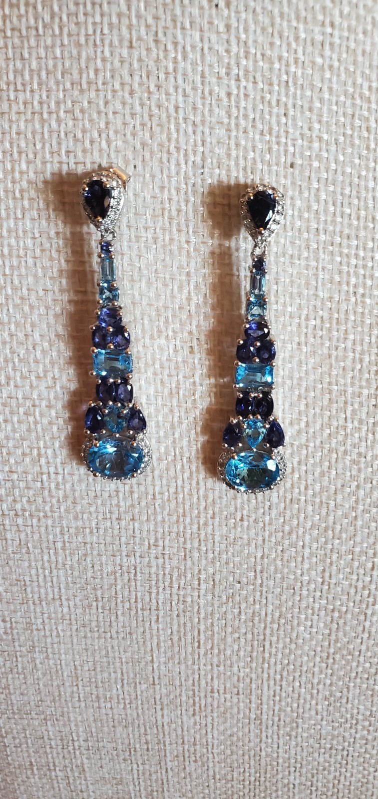 925 Sterling Silver Genuine Blue Topaz And Amethyst Victoria Wieck Earrings