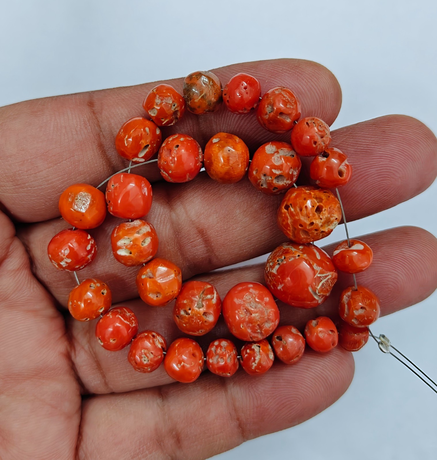 Natural Italian Red Coral Round Beads Loose Gemstone Beads For Jewellery Supply