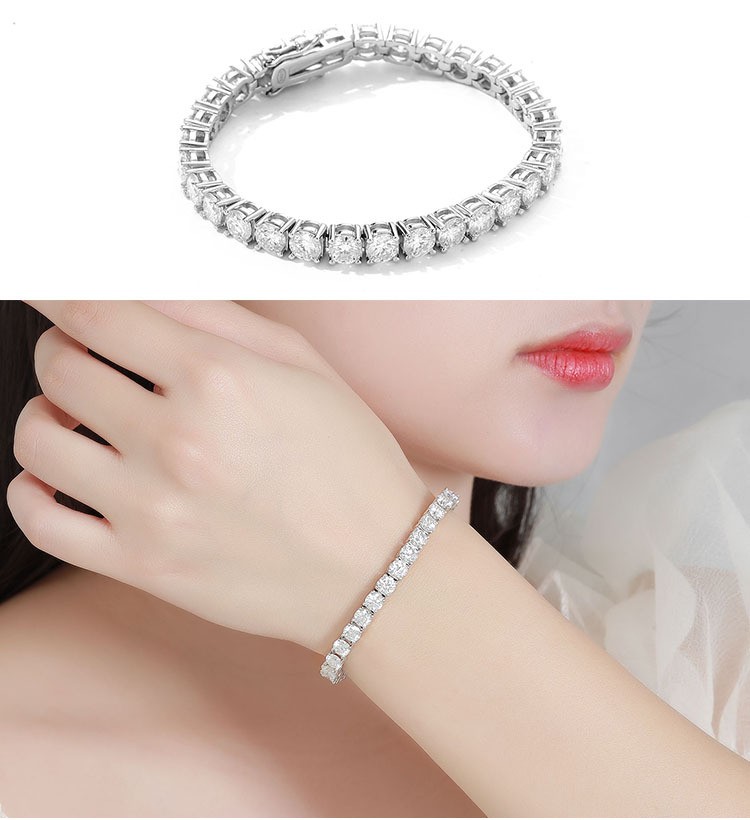 3-5MM VVS Moissanite Tennis Chain Bracelet 925 Sterling Silver Passes Tester