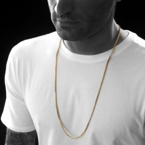 Men’s Fransco Box Chain 2mm to 6mm 16″ to 30″ Gold Plated Hip Hop Jewelry