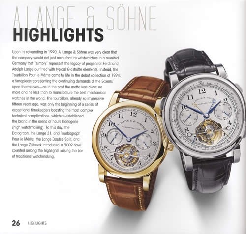 A. Lange & Sohne Luxury Wristwatches Collector Reference w Specs, Pricing, Photo