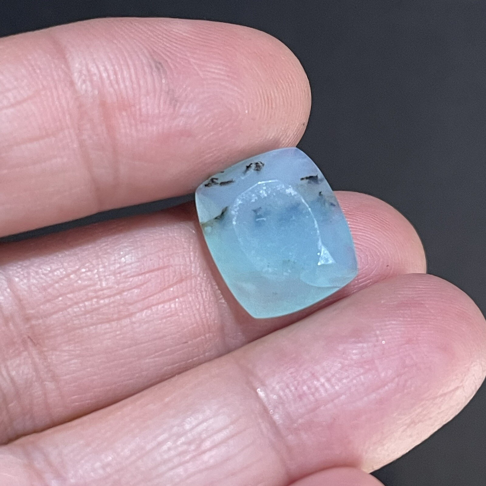 5.15ct 14.7×12.6x48mm Fine Blue Peruvian Opal Ring Cabochon Loose Faceted Gem
