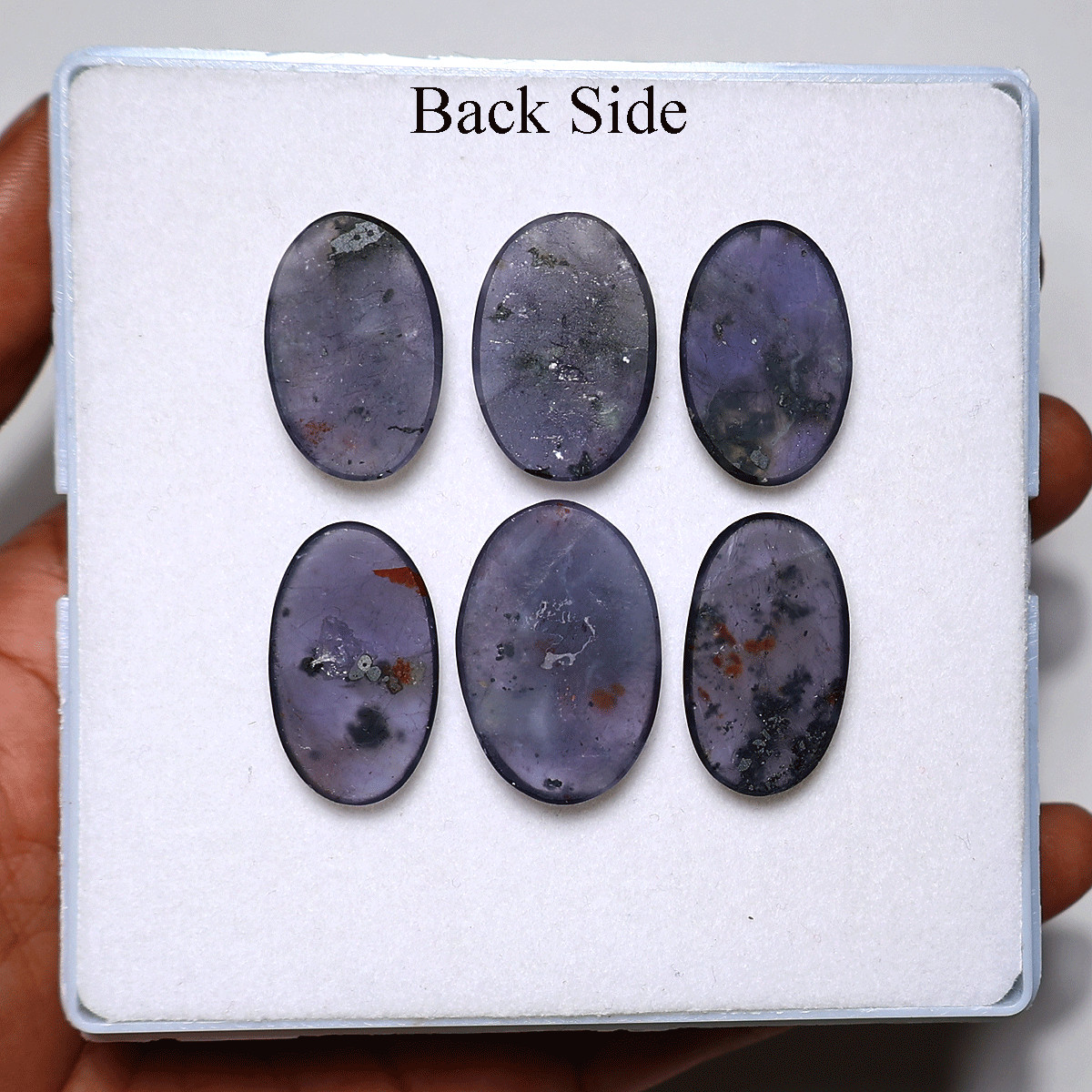 6 PC Violet Mist Iolite Cabochon Set– Indigo Stones w/ Hematite Flecks – 23-27mm