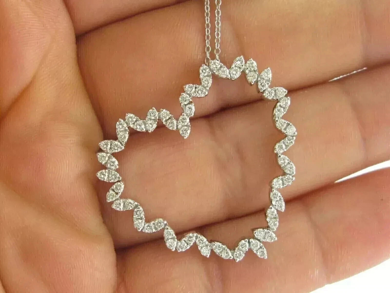 2.7Ct Round Lab Created Diamond 14K White Gold FN Engagement Heart Shape Pendant