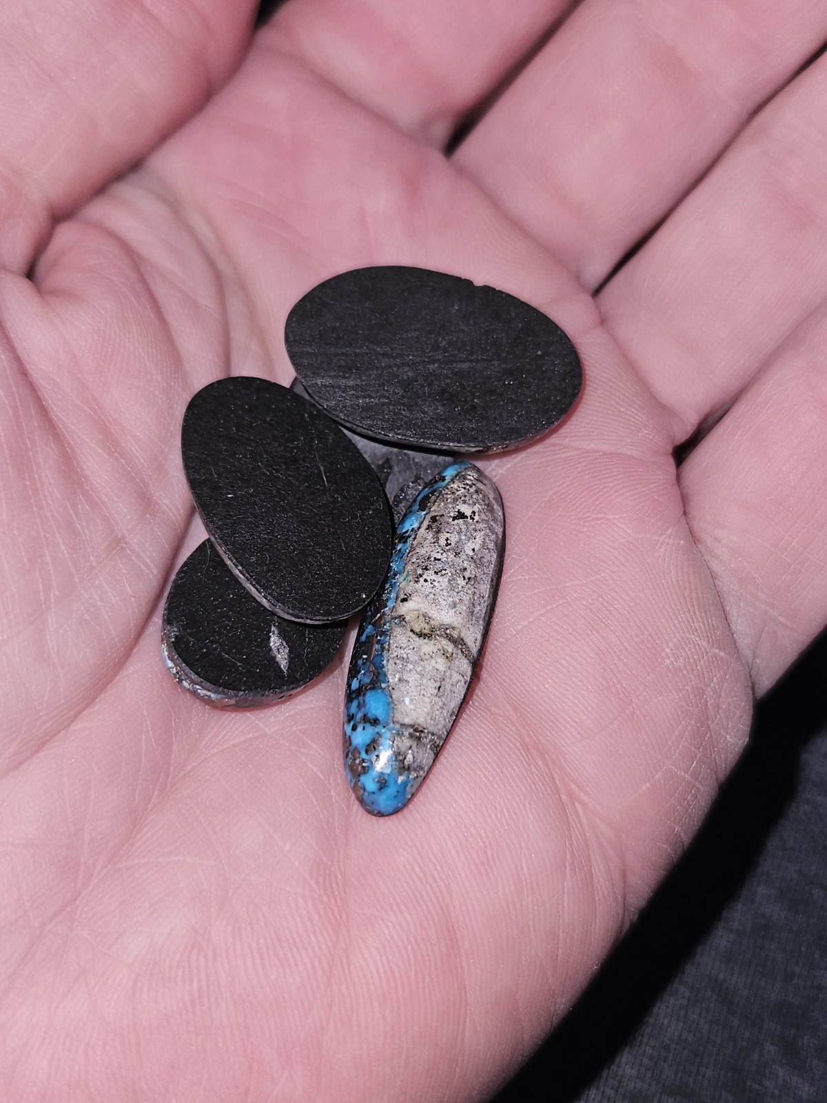 (5) Beautiful Persian Turquoise Cabochons – Backed – 92.55 carats total
