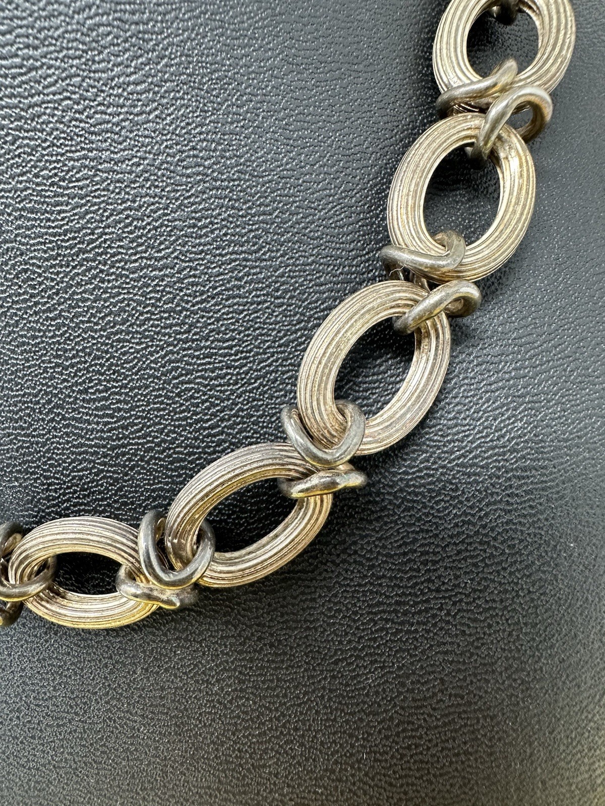 Sterling Silver Italian Oval-Link Chain Choker Necklace Elegant Modern 62g 15 In