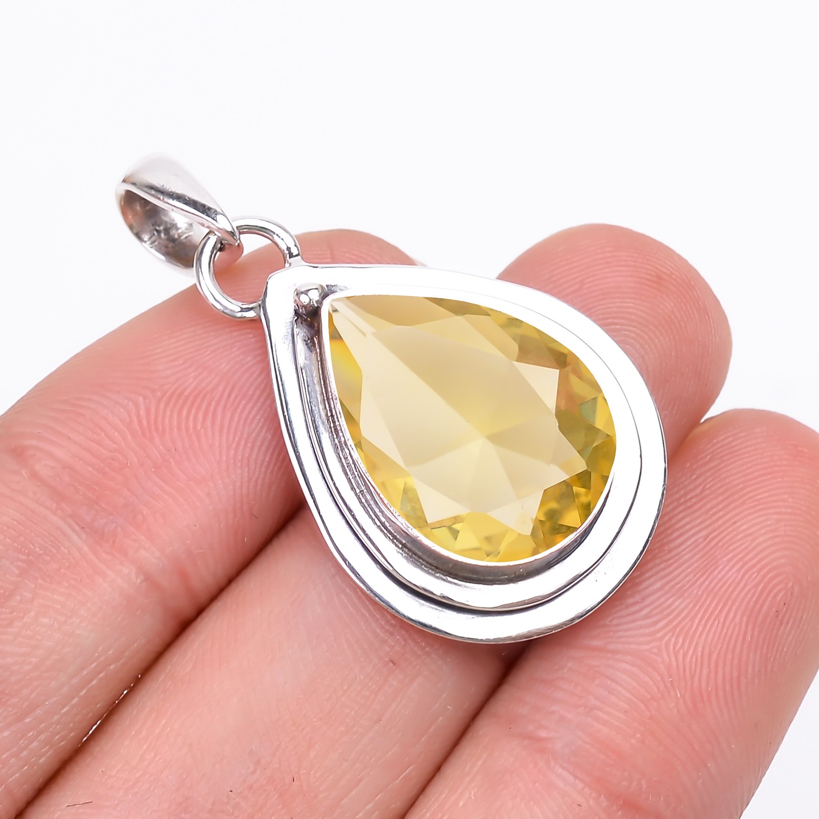 Lemon Quartz 925 Sterling Silver Pendant, Christmas Gift, Gift For Her P149628