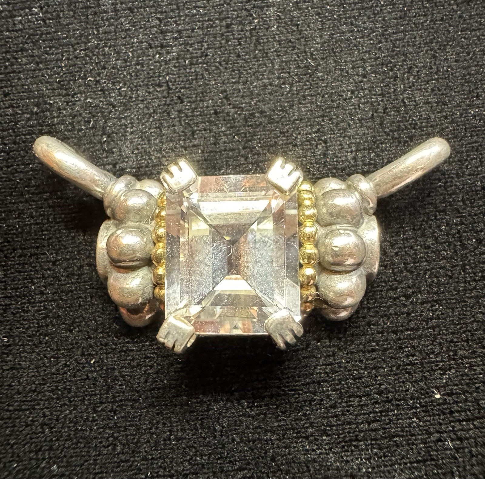 Lagos Caviar 925 Sterling 18K Gold White Topaz Enhancer Pendant 9.5 Grams