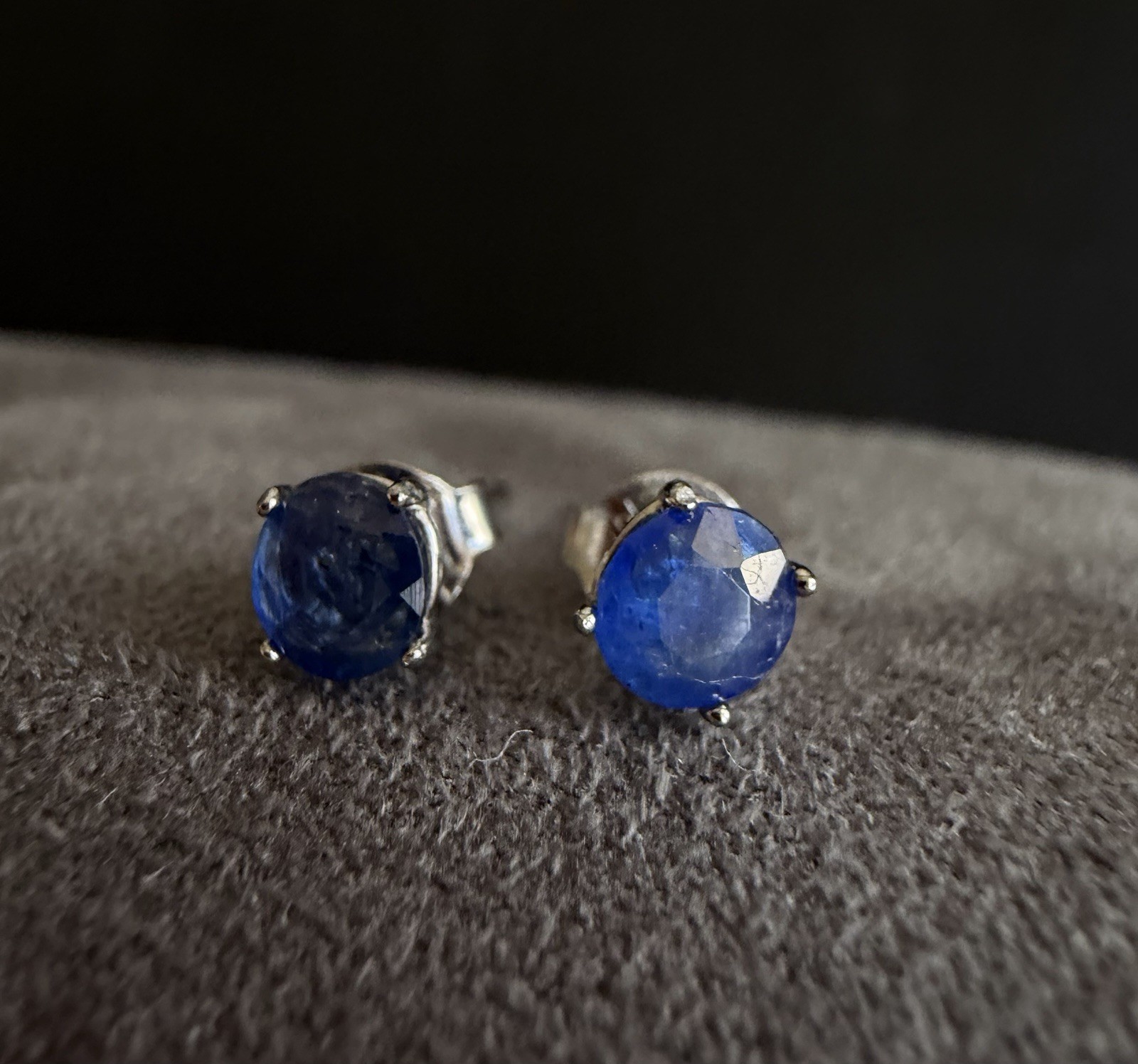Natural Burma (Mogok) Unheated Sapphire 925 Silver Earrings