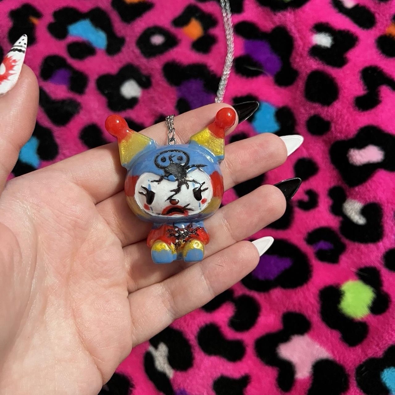 Handmade kuromi broken clown necklace