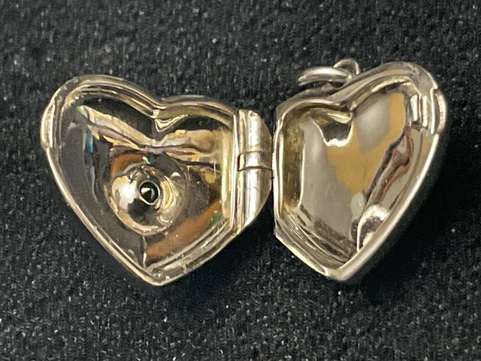Sterling Heart Locket Pendant Signed YL 925 Rev. Emerald Gemstone