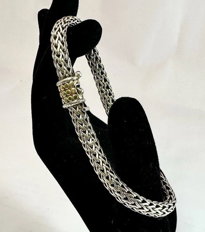 John Hardy Dot Bracelet – 18K Gold and Sterling Silver 7.75”