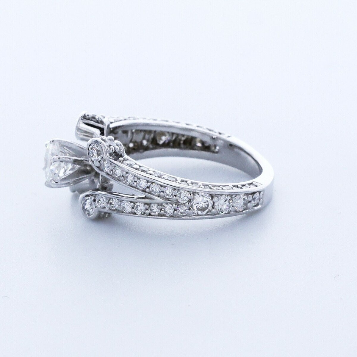 1.9 CT Certified Natural Diamond G/SI1 Round Cut 14K Gold Split-Band Accent Ring