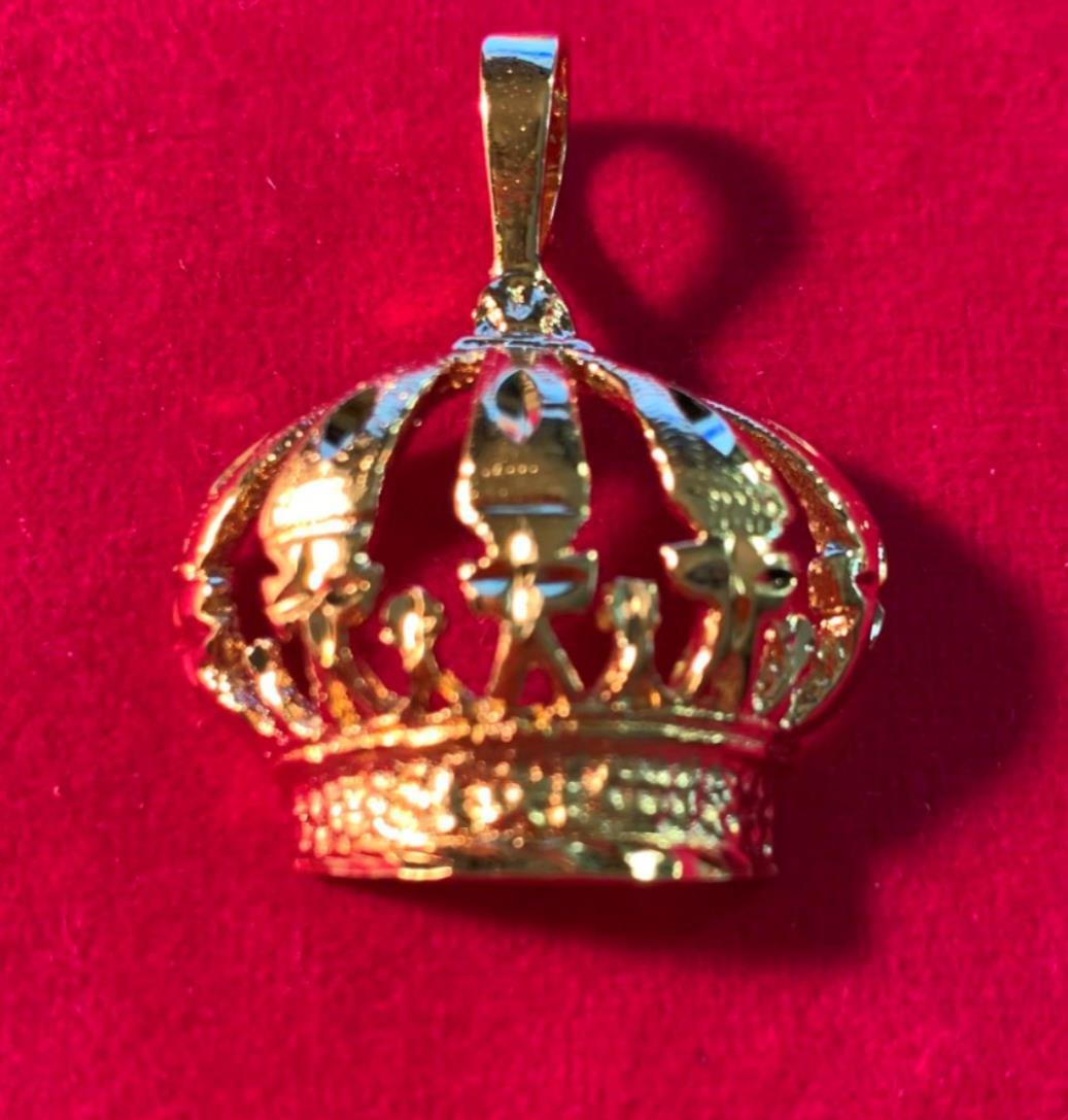 14KT GOLD PLATED ABOUT 1 5/8THS INCH HIGH CROWN CHARM PENDANT-3515