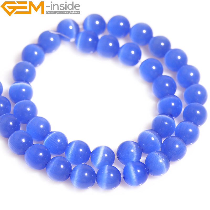 Multicolour Mixed Stone Cats Eye Crystal Glass Loose Bead Blue Green Black Brown