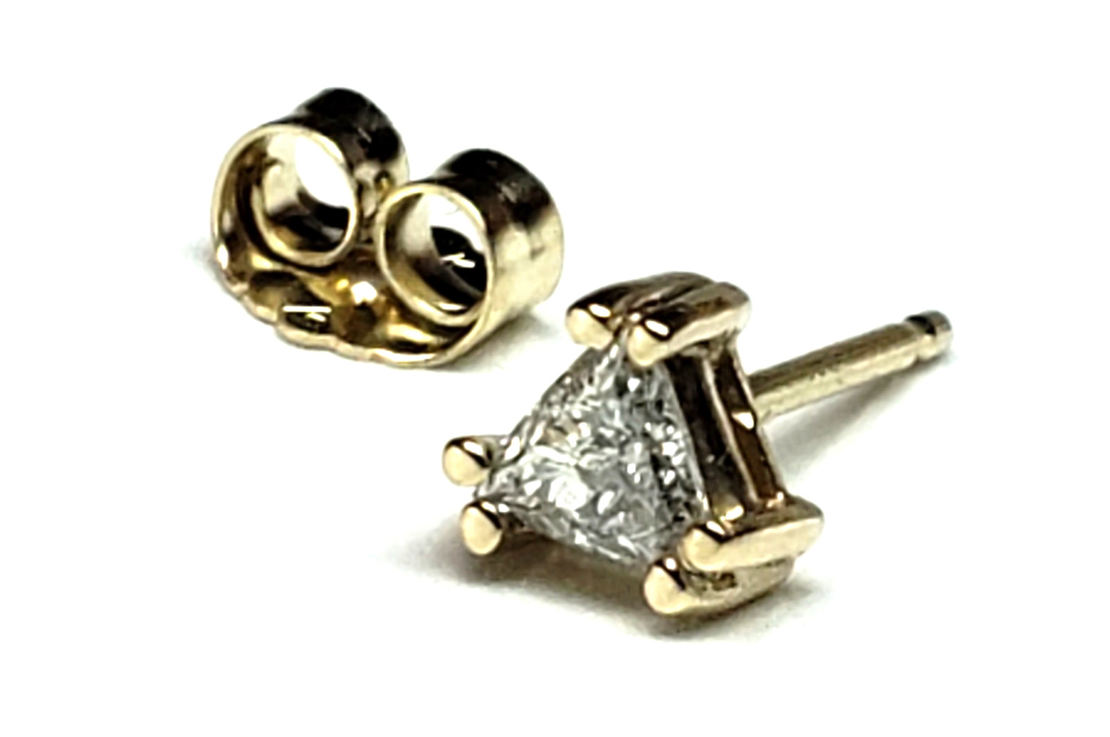 Single (One) 3.5mm 0.13CT Trillion Natural Diamond Stud Earring 14K Solid Gold