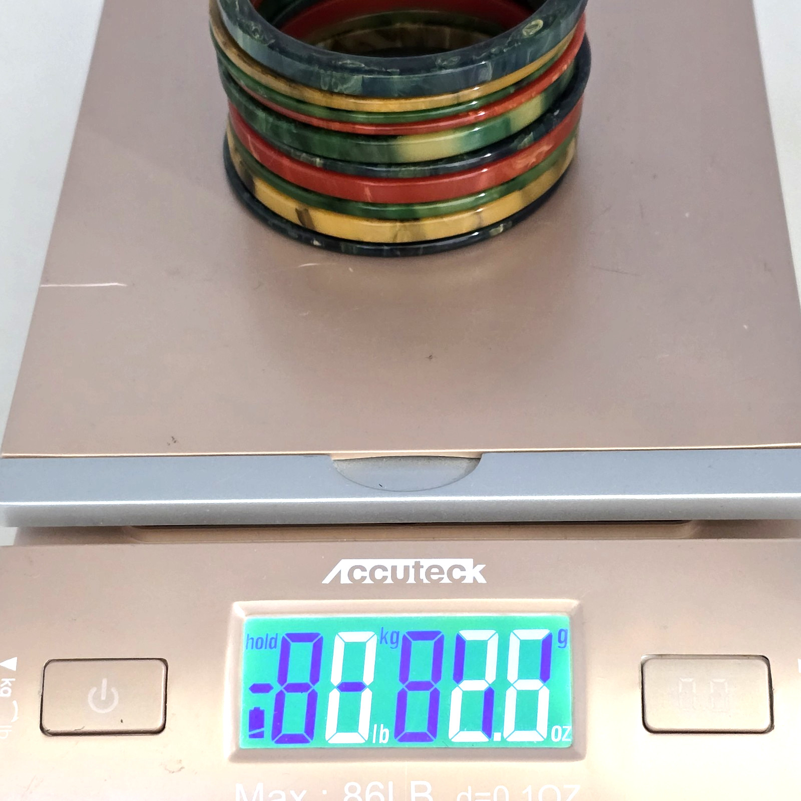 SET of 9 BAKELITE Bracelets MARBLED Multicolor Bangles Green Red Yellow RARE