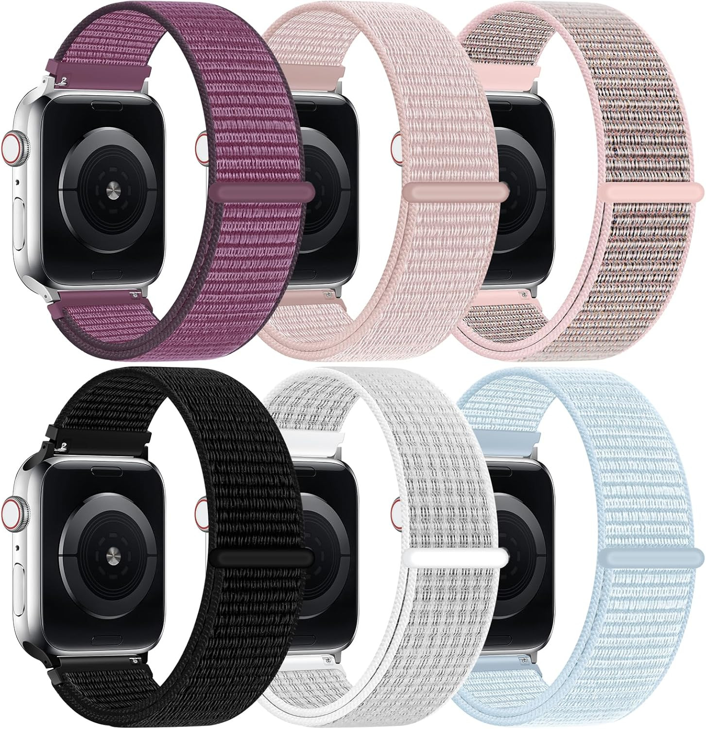 6 Pack Nylon Sport Loop Band Compatible with Apple Watch Band 38Mm 40Mm 41Mm 42M